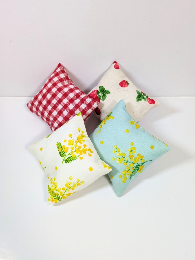 10cmぬいサイズクッションセット『スプリング(ミモザ・いちご)』