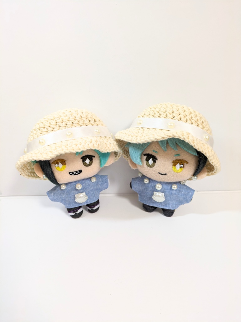 ぬい服10cm ネックレス風パールトップス&ハット
