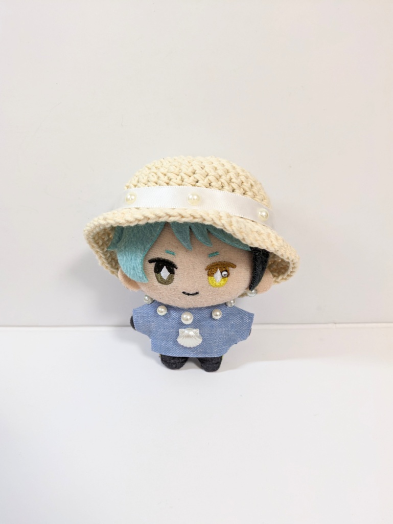 ぬい服10cm ネックレス風パールトップス&ハット