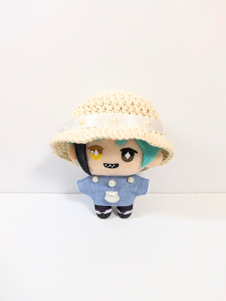 ぬい服10cm ネックレス風パールトップス&ハット