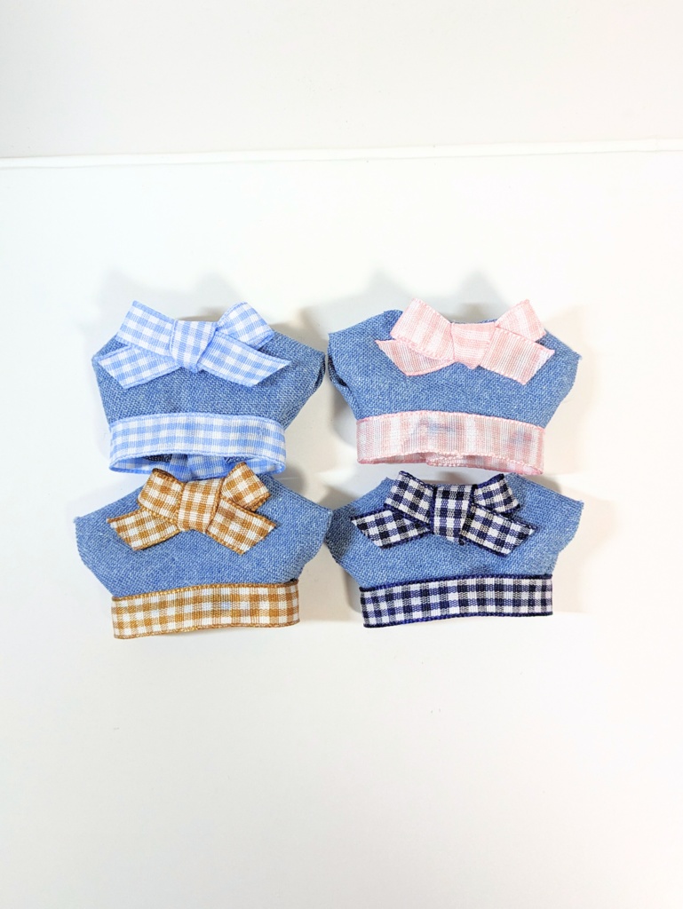 ぬい服10cm ビッグリボントップス【デニムver.】