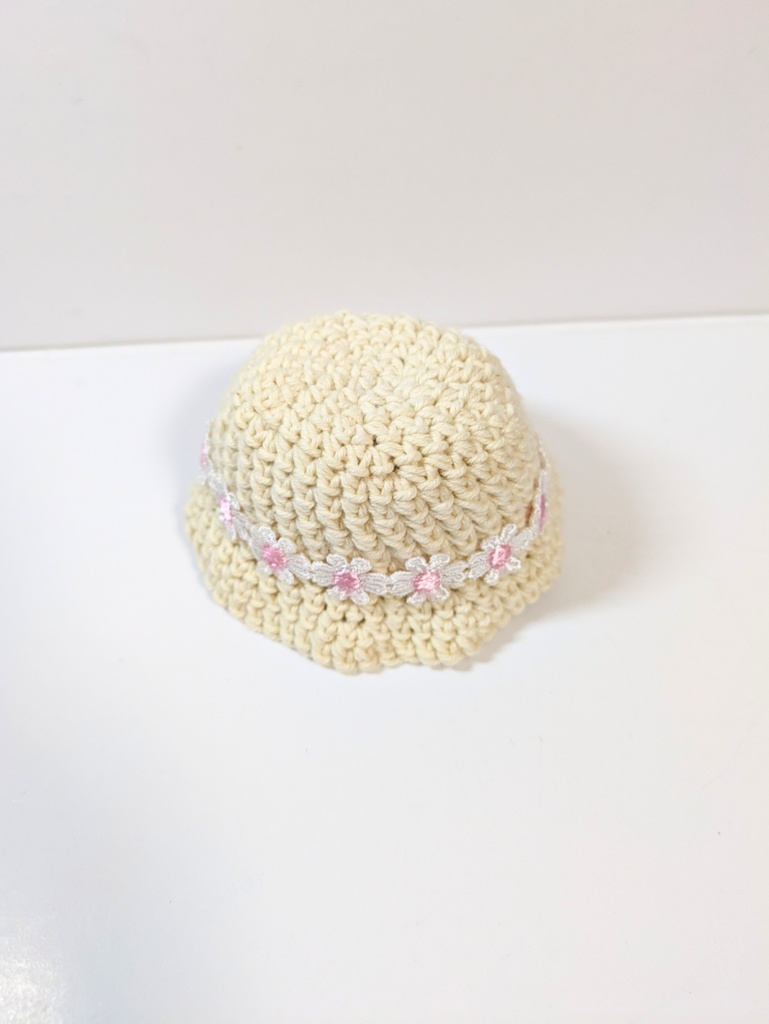 ぬい服10cm フラワーレースコットンハット