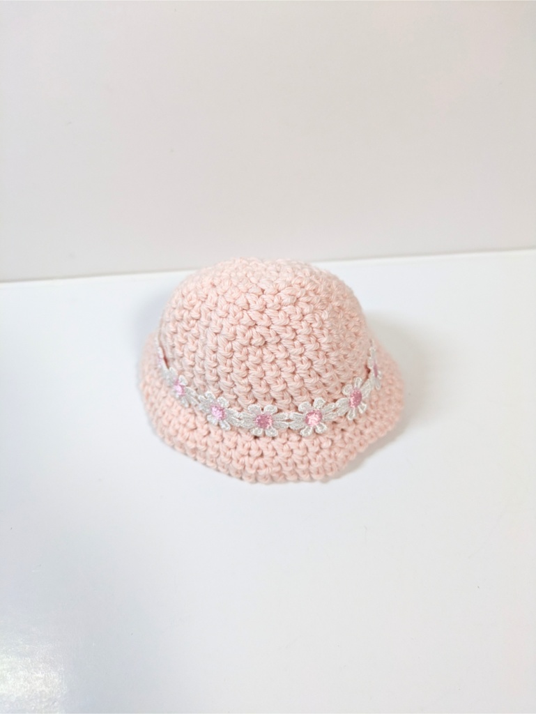 ぬい服10cm フラワーレースコットンハット