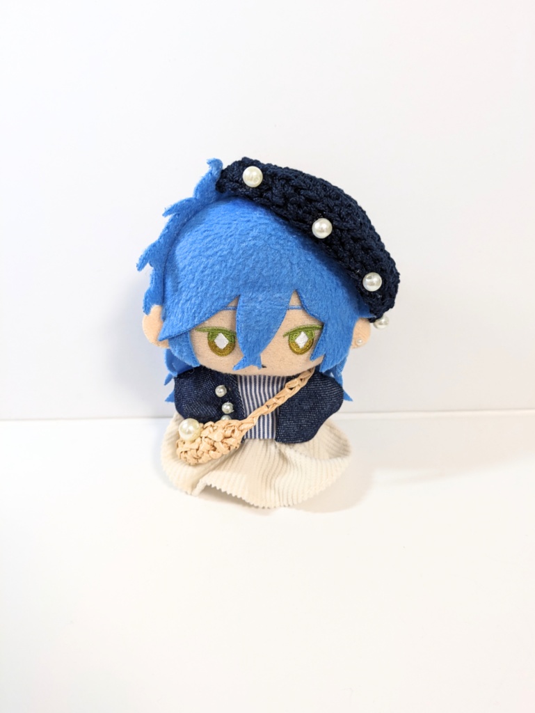 ぬい服10cm お出かけコーデセット『パール&ストライプ』