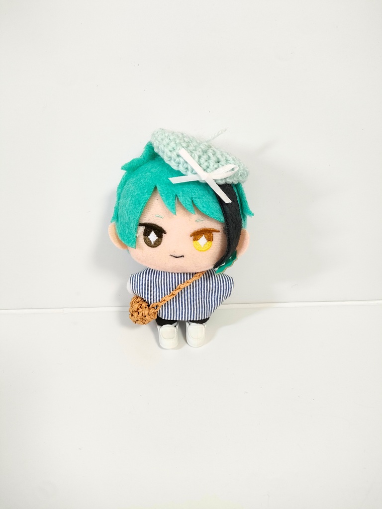 ぬい服10cm チビベレー&かごバッグセット(ブルー編)