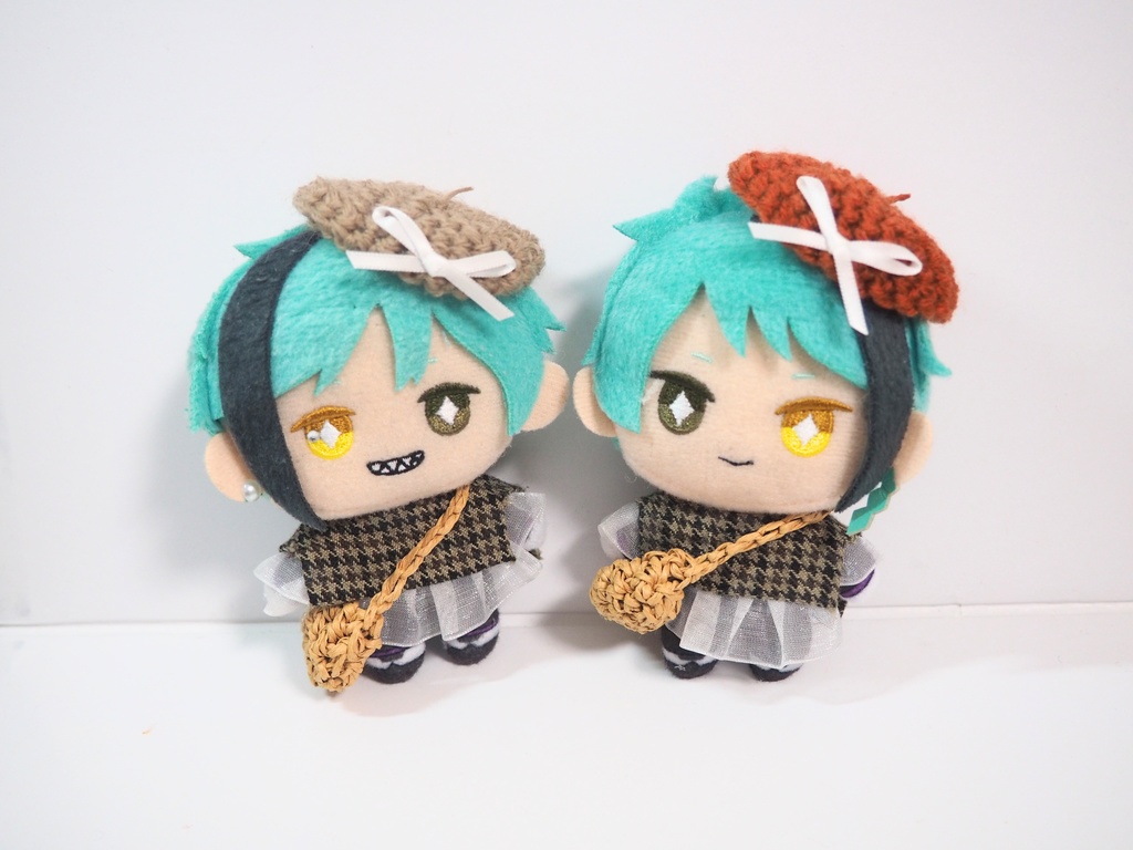 ぬい服10cm チビベレー&かごバッグセット(ブラウン編)