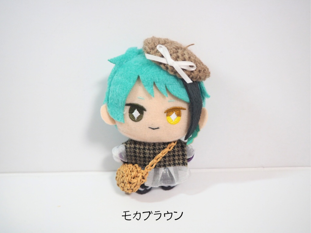 ぬい服10cm チビベレー&かごバッグセット(ブラウン編)