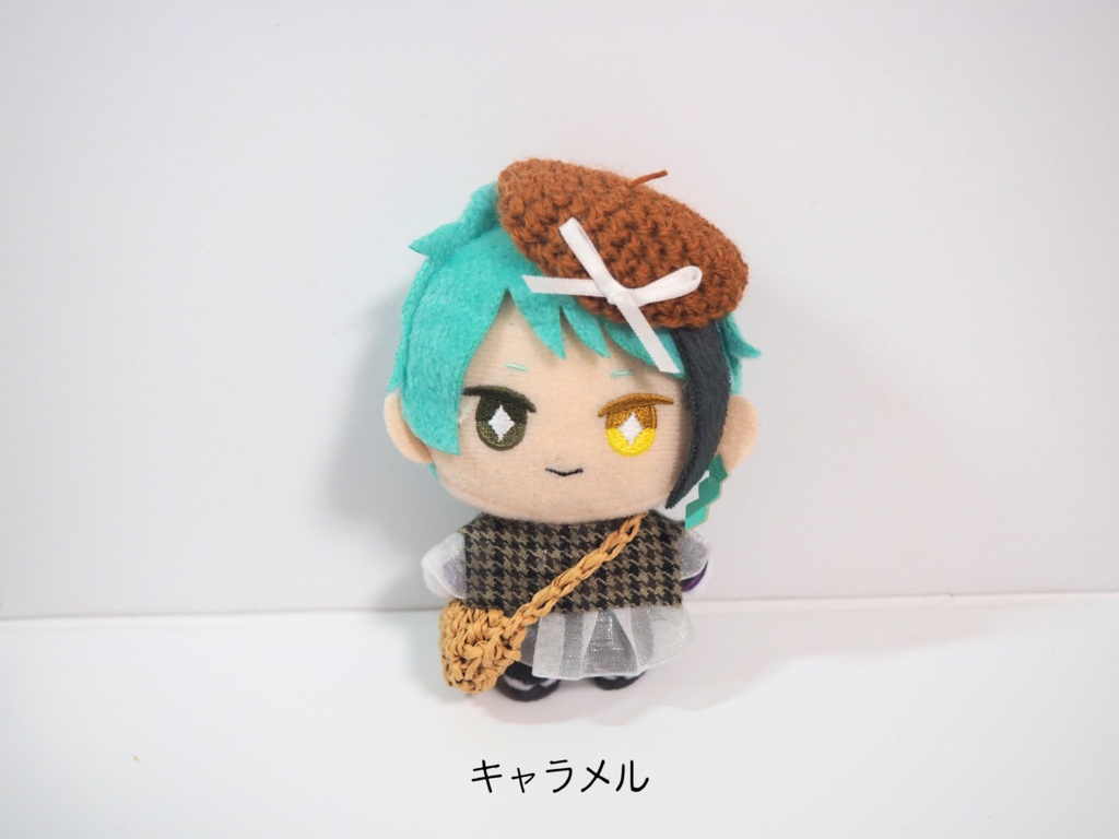 ぬい服10cm チビベレー&かごバッグセット(ブラウン編)
