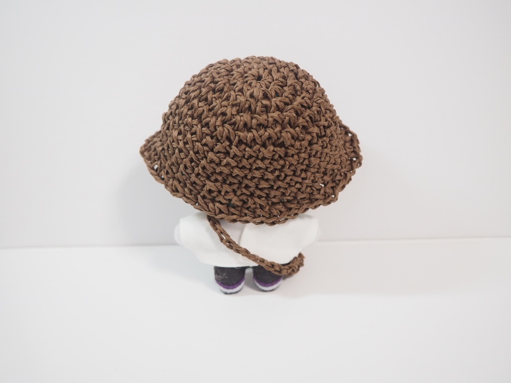 ぬいの麦わら帽子&かごバッグセット「お花リボン」 10cmサイズ