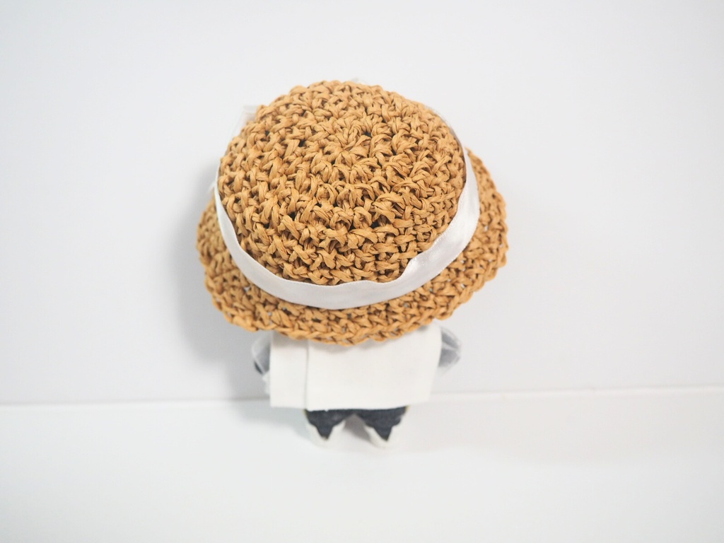 ぬい服10cm 夏のお嬢様セット「ホワイトトップス&リボンハット」