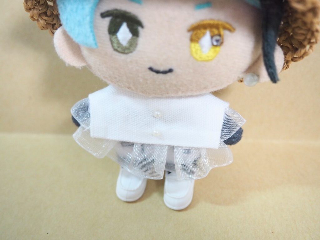 ぬい服10cm 夏のお嬢様セット「ホワイトトップス&リボンハット」