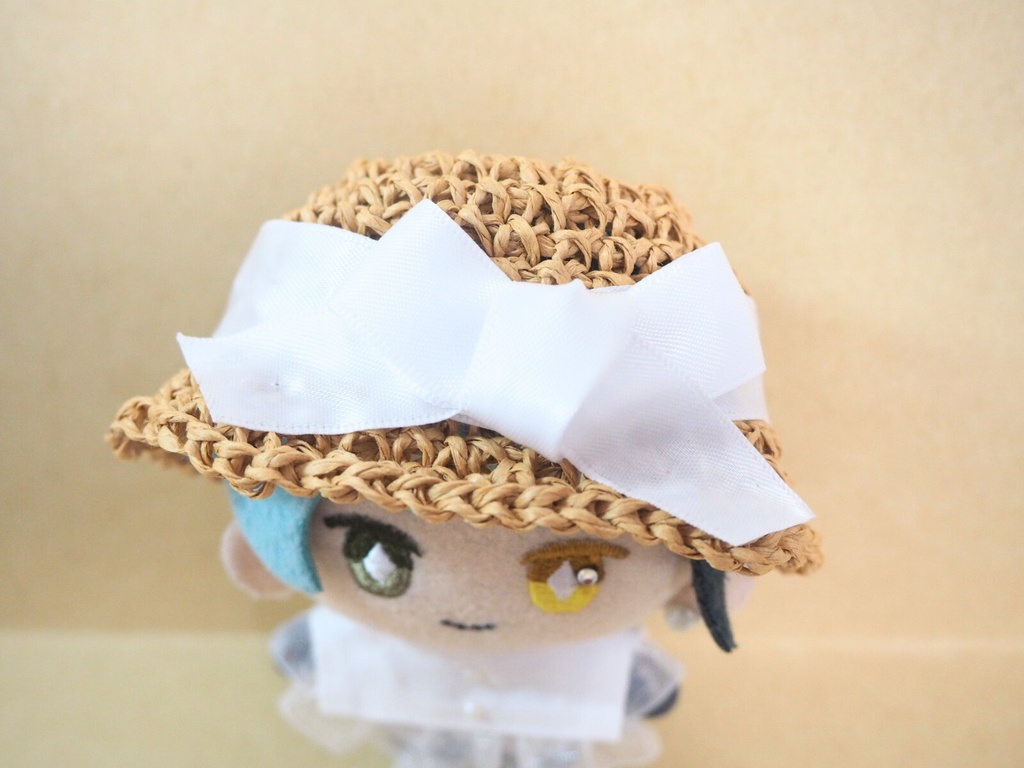 ぬい服10cm 夏のお嬢様セット「ホワイトトップス&リボンハット」