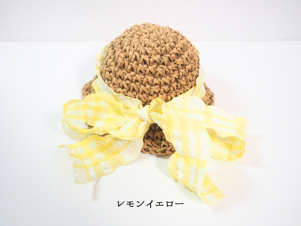 10cmぬい服 フリルリボン麦わら帽子 チェック柄(新版)