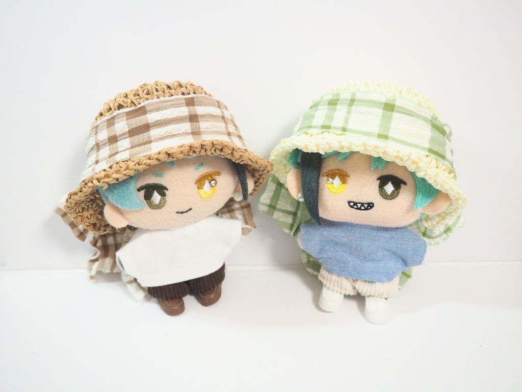 10cmぬい服 フリルリボン麦わら帽子 チェック柄(新版)