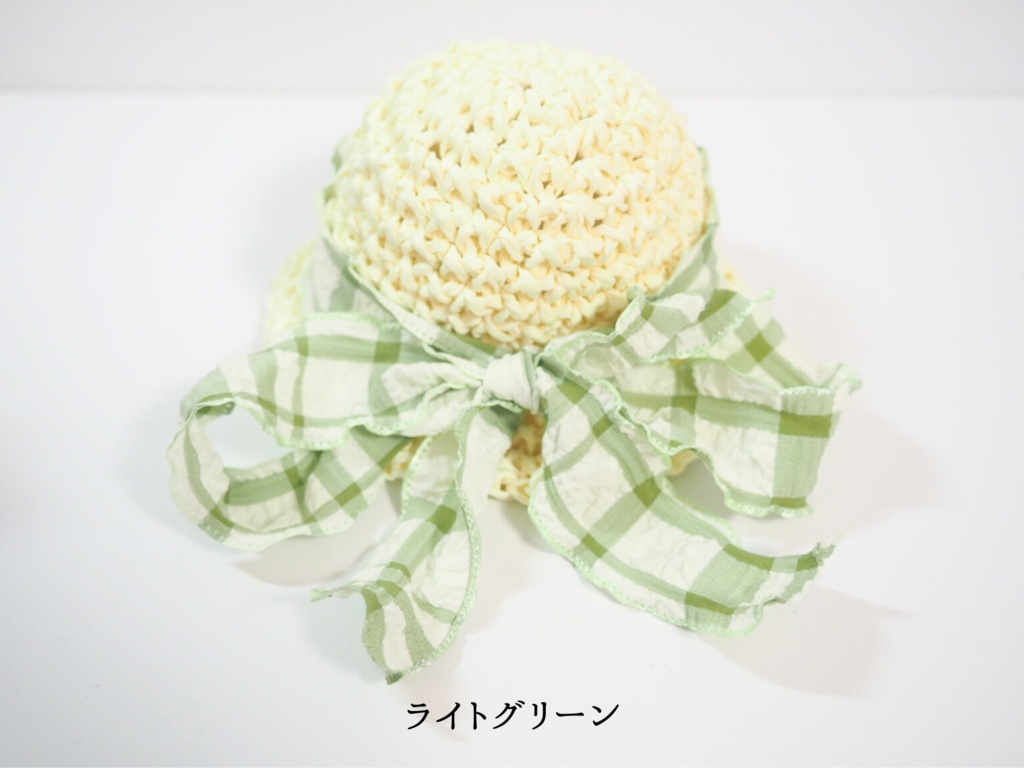 10cmぬい服 フリルリボン麦わら帽子 チェック柄(新版)
