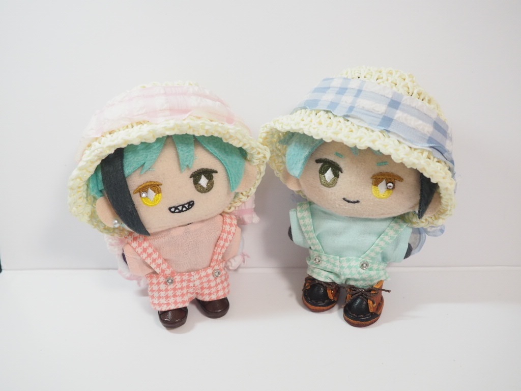 10cmぬい服 フリルリボン麦わら帽子 チェック柄(新版)