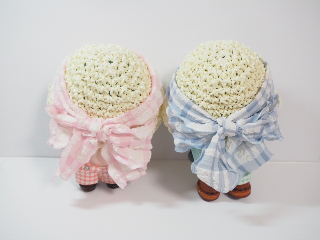 10cmぬい服 フリルリボン麦わら帽子 チェック柄(新版)