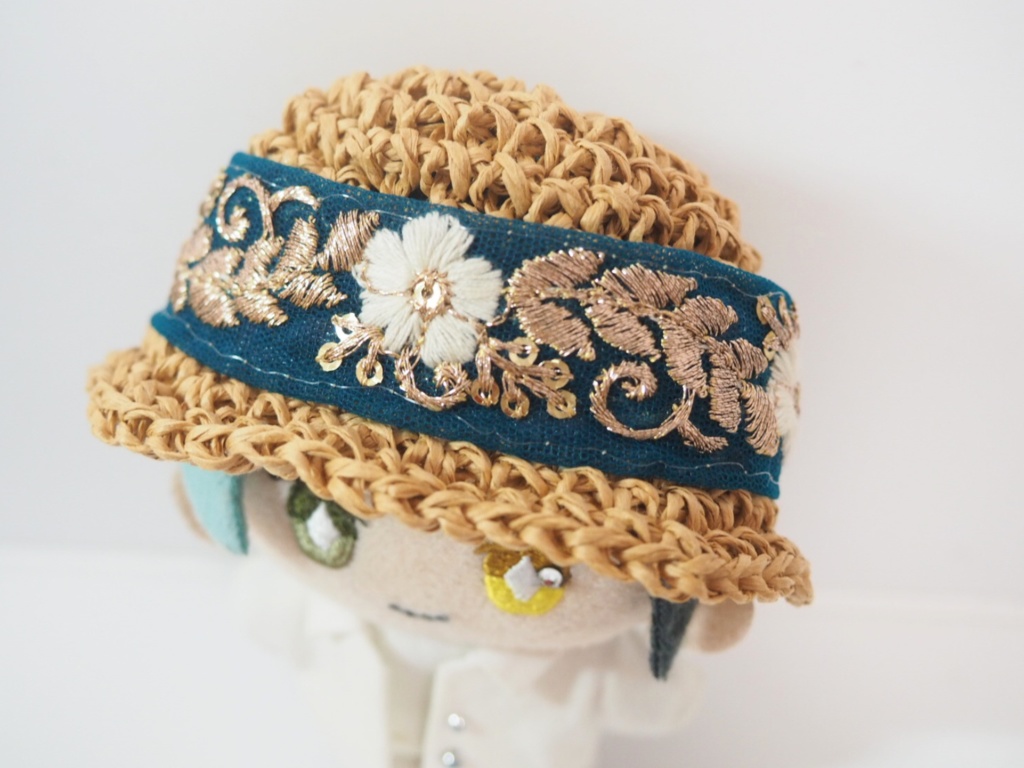 ぬいのインド刺繍麦わら帽子 10cmサイズ