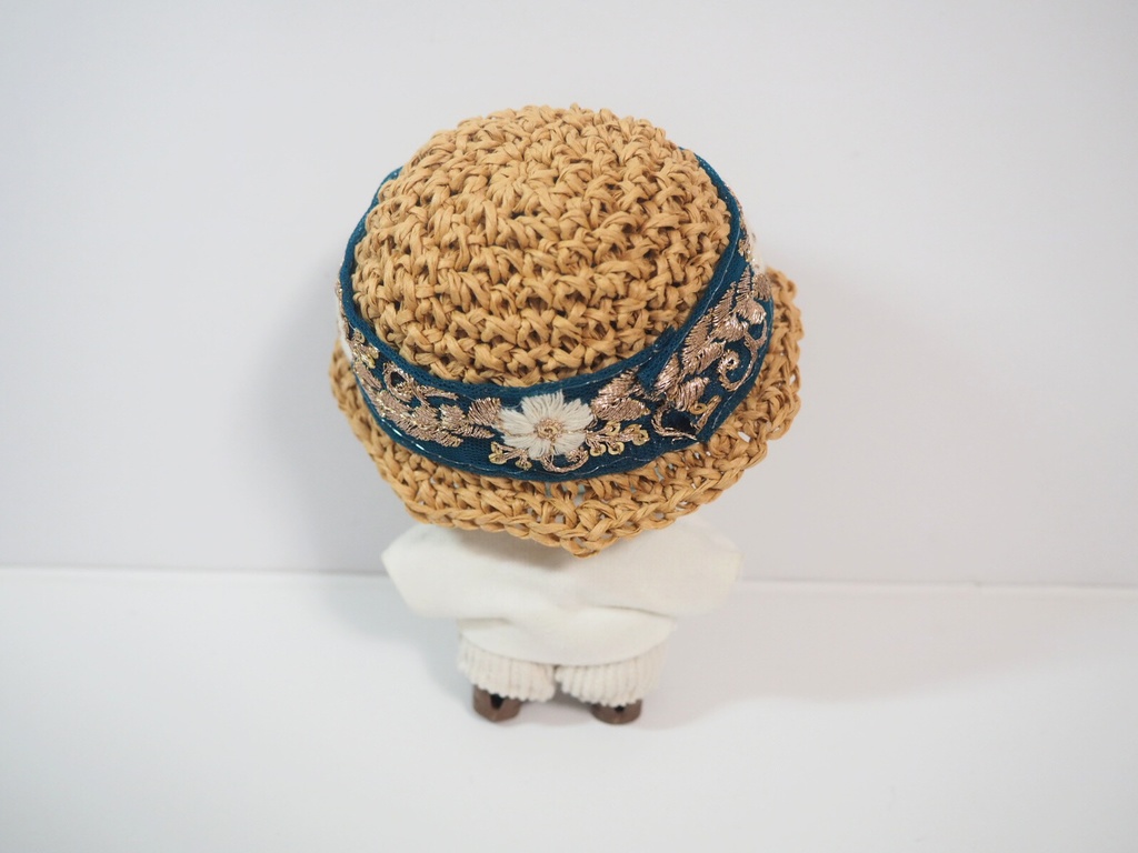 ぬいのインド刺繍麦わら帽子 10cmサイズ
