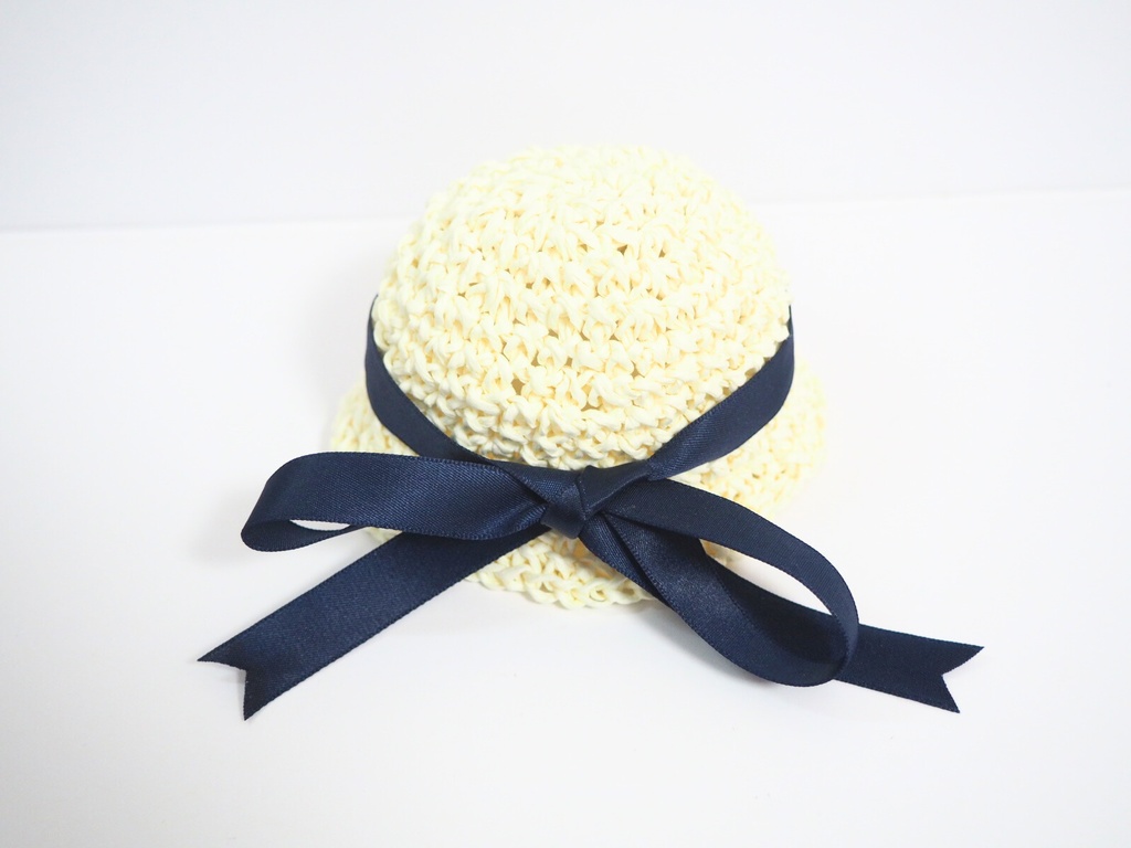 ぬいのサテンビッグリボン麦わら帽子 10cmサイズ