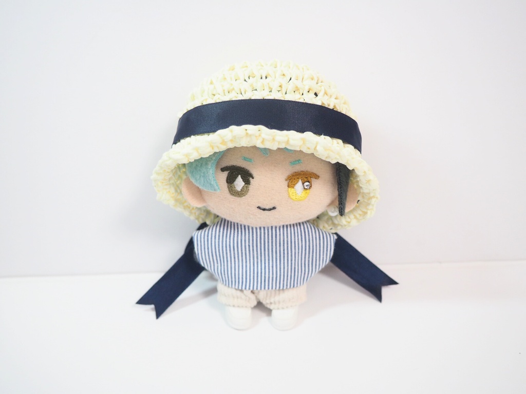 ぬいのサテンビッグリボン麦わら帽子 10cmサイズ