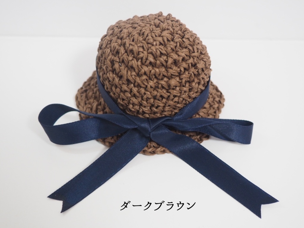 ぬいのサテンビッグリボン麦わら帽子 10cmサイズ