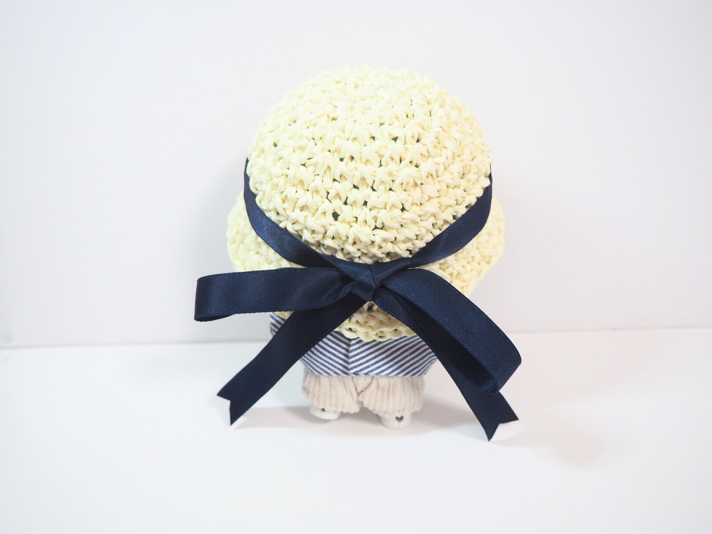 ぬいのサテンビッグリボン麦わら帽子 10cmサイズ