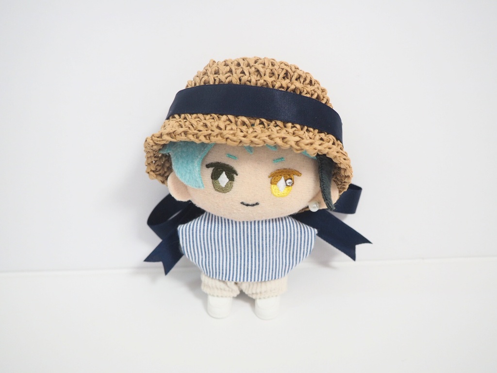 ぬいのサテンビッグリボン麦わら帽子 10cmサイズ