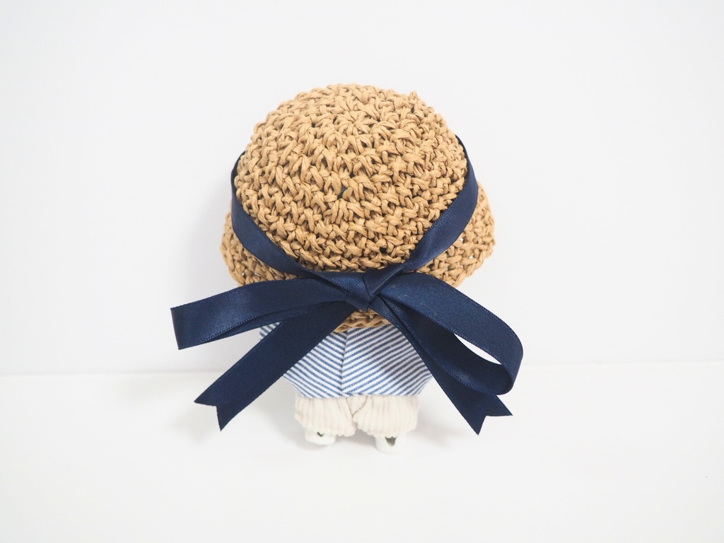 ぬいのサテンビッグリボン麦わら帽子 10cmサイズ