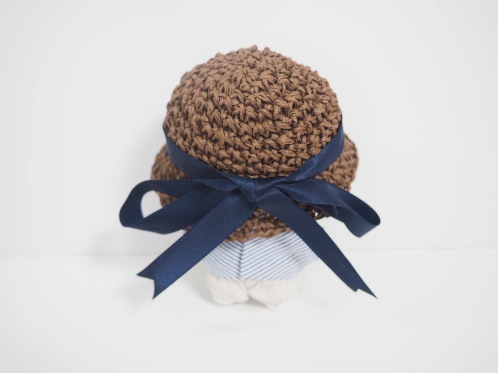 ぬいのサテンビッグリボン麦わら帽子 10cmサイズ