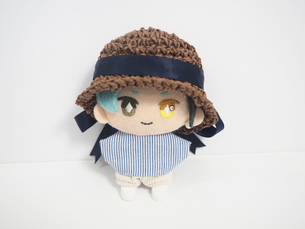 ぬいのサテンビッグリボン麦わら帽子 10cmサイズ