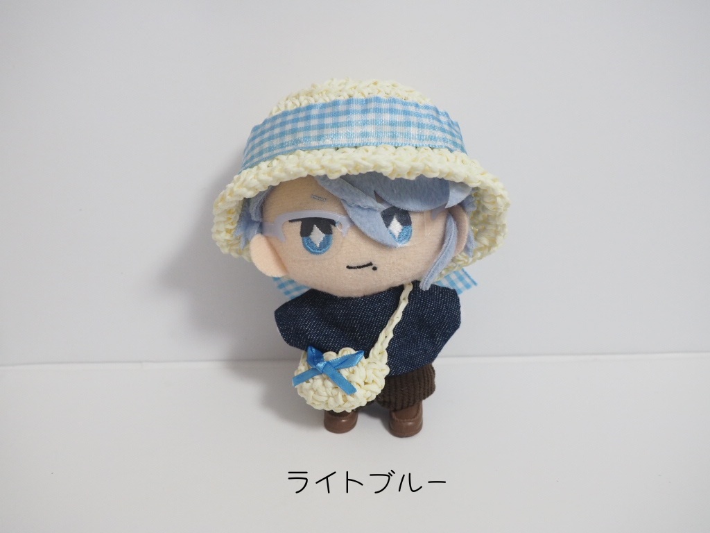 10cmぬい服 麦わら帽子&かごバッグセット「ギンガムチェック」