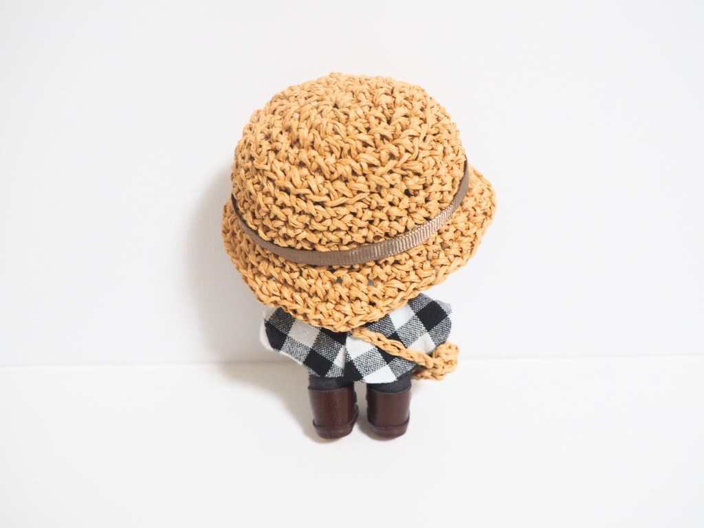 10cmぬい服 夏のギンガムお出かけセット(ハット&ブラウス&バッグ)