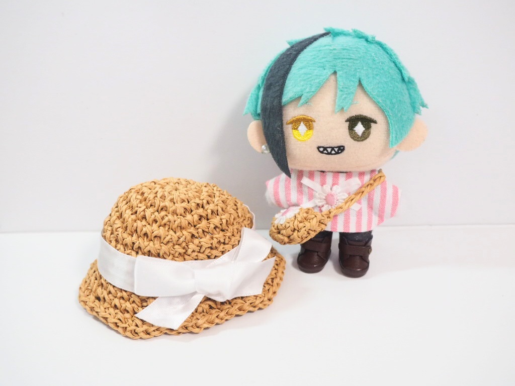 10cmぬい服 夏のストライプお出かけセット(ハット&ブラウス&バッグ)