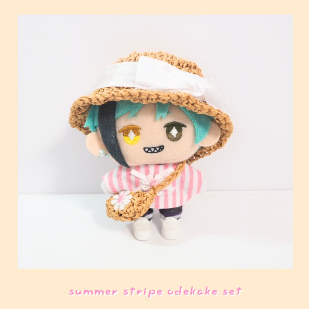 10cmぬい服 夏のストライプお出かけセット(ハット&ブラウス&バッグ)