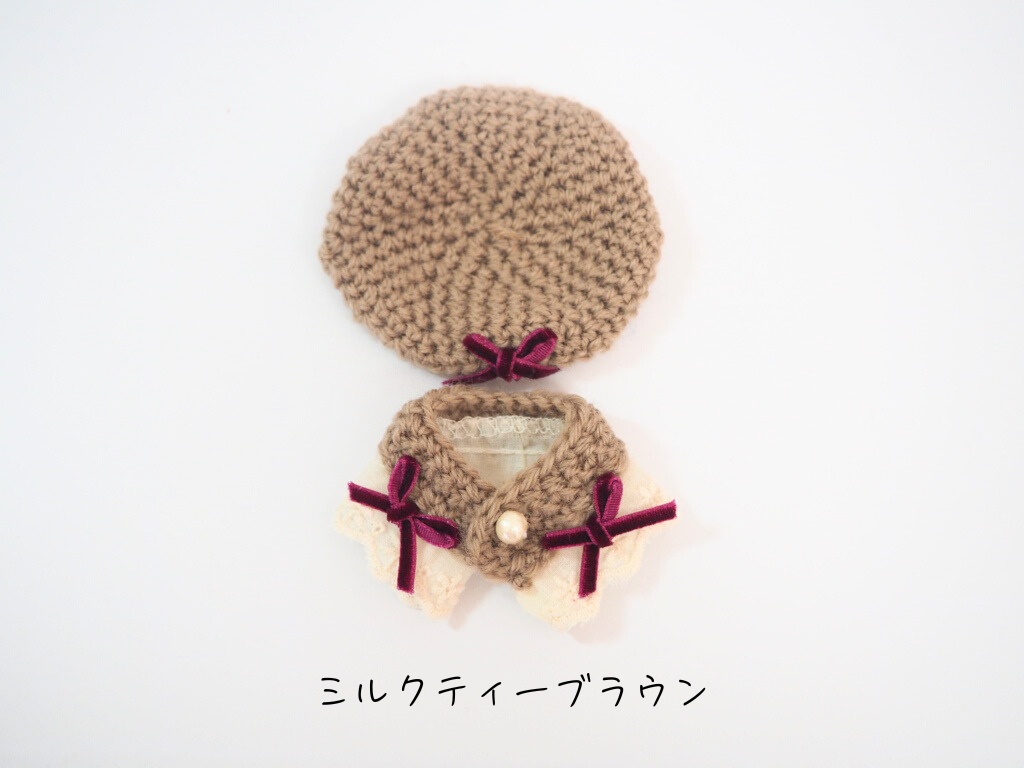 10cmぬい服 コットンレースケープ&ベレーセット(新バージョン)