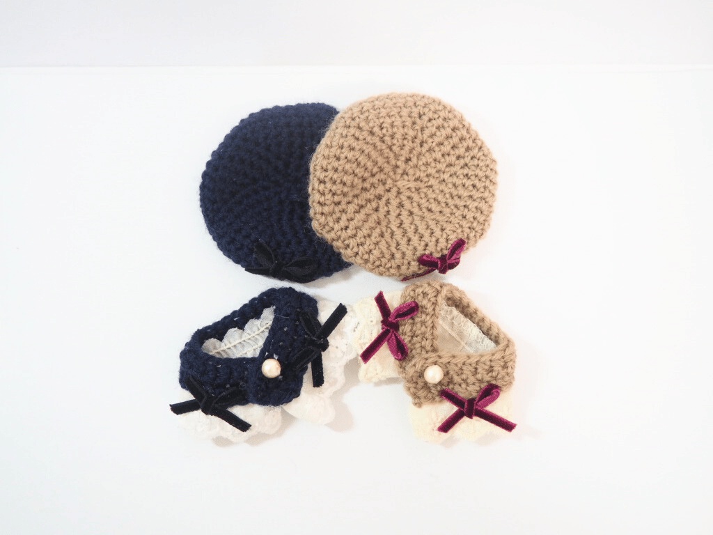 10cmぬい服 コットンレースケープ&ベレーセット(新バージョン)