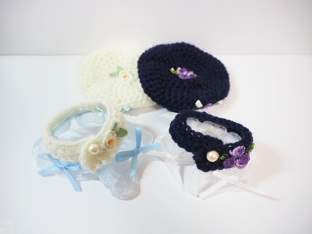 10cmぬい服 フラワーレースケープ&ベレー帽セット(新バージョン)