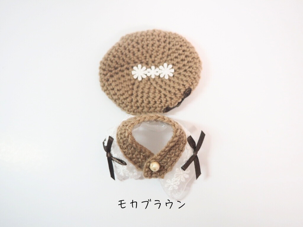 10cmぬい服 レース付きケープ&ベレー帽セット(新バージョン)