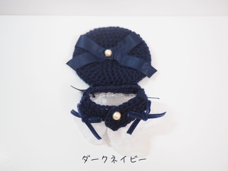 10cmぬい服 バックリボンケープ&ベレー帽セット