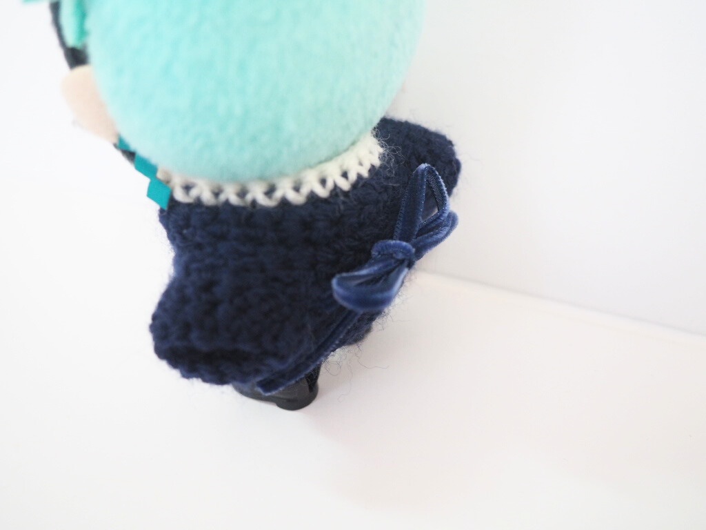 10cmぬい服 バックリボンニットカーディガン(ネイビー&ホワイト)