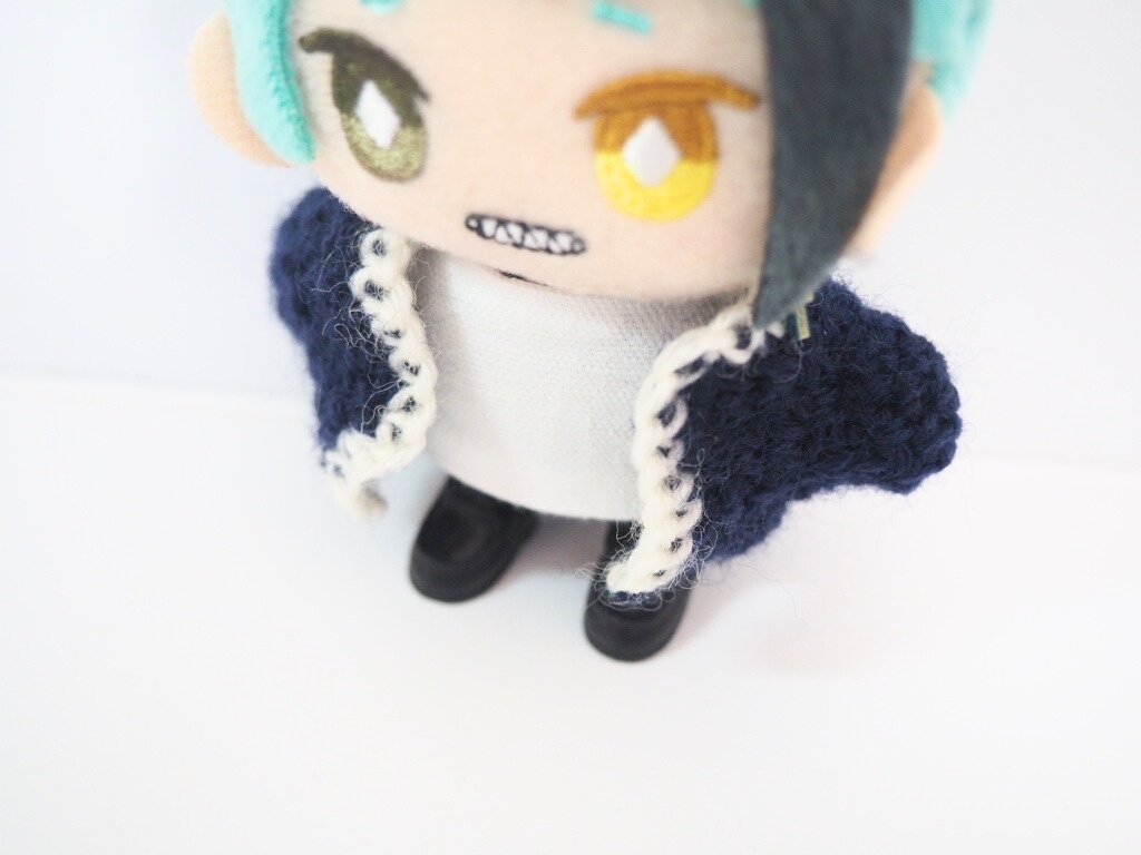 10cmぬい服 バックリボンニットカーディガン(ネイビー&ホワイト)