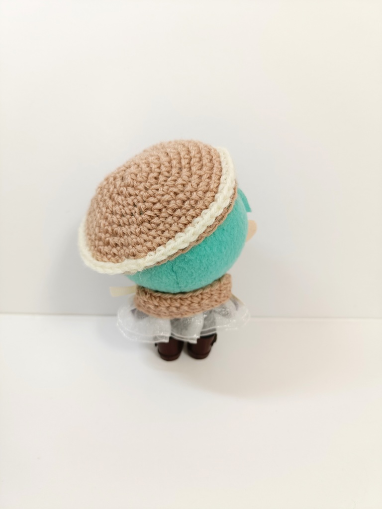 10cmぬい服 バイカラーケープ&ベレーセット(ダスティピンク)