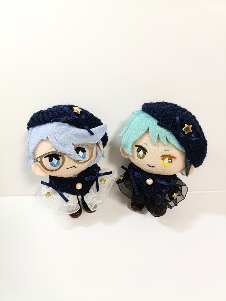 10cmぬい服 エトワールケープ&ベレーセット(ノワール白/黒フリル)