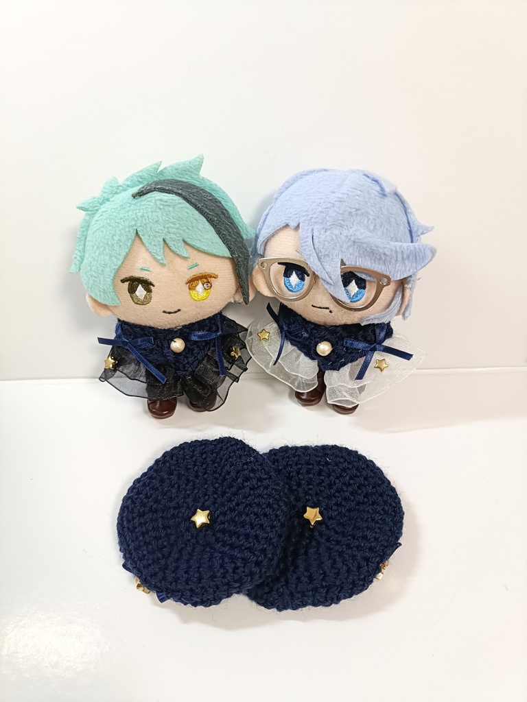 10cmぬい服 エトワールケープ&ベレーセット(ノワール白/黒フリル)