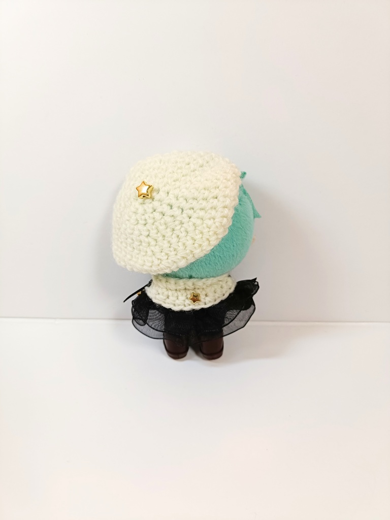 10cmぬい服 エトワールケープ&ベレーセット(ブラン白/黒フリル)