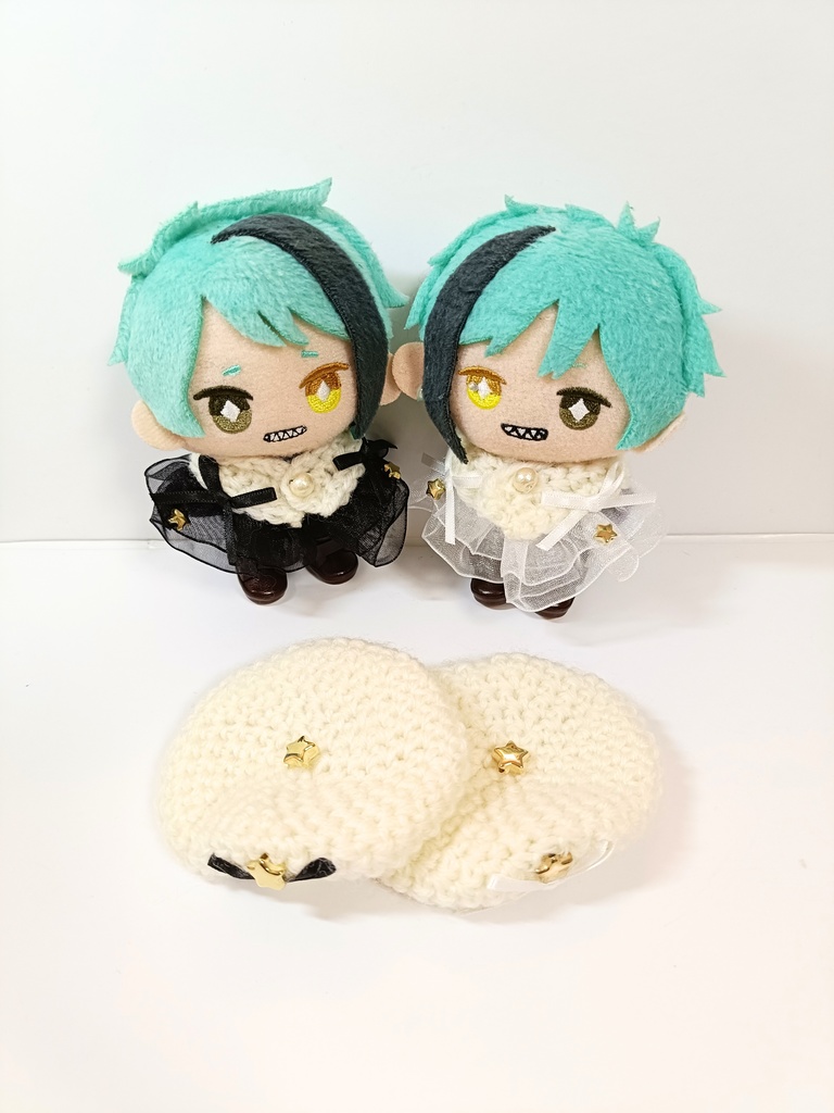 10cmぬい服 エトワールケープ&ベレーセット(ブラン白/黒フリル)