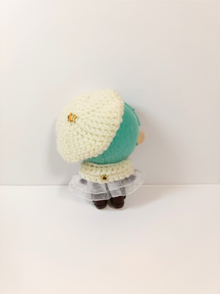 10cmぬい服 エトワールケープ&ベレーセット(ブラン白/黒フリル)