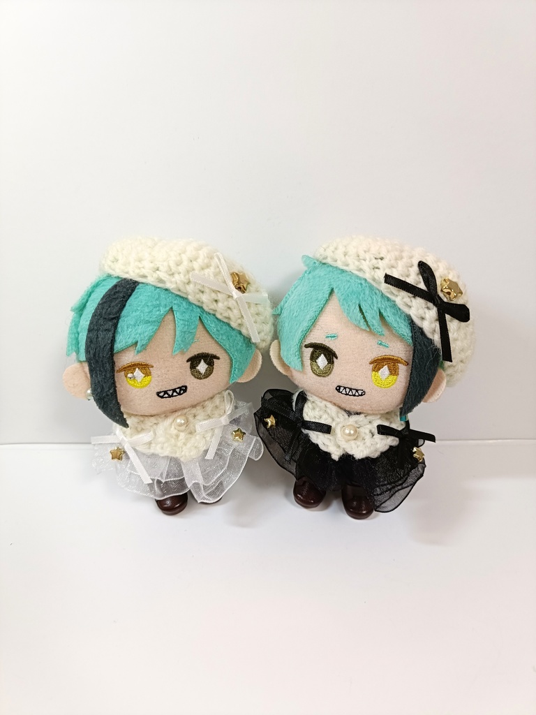 10cmぬい服 エトワールケープ&ベレーセット(ブラン白/黒フリル)