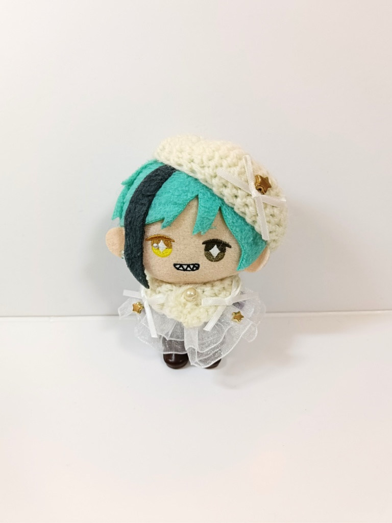 10cmぬい服 エトワールケープ&ベレーセット(ブラン白/黒フリル)